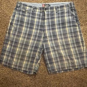 Men’s blue plaid shorts